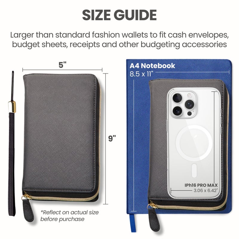 THREE WAY CUT Cash Envelope Wallet Emerald Green All in One Budget System with 12 Cash Stuffing Money Envelopes, 12 Monthly Budget Cards, Yearly Budget Planner sheet Complete Money Organizer Set RFID Blocking - Image 4
